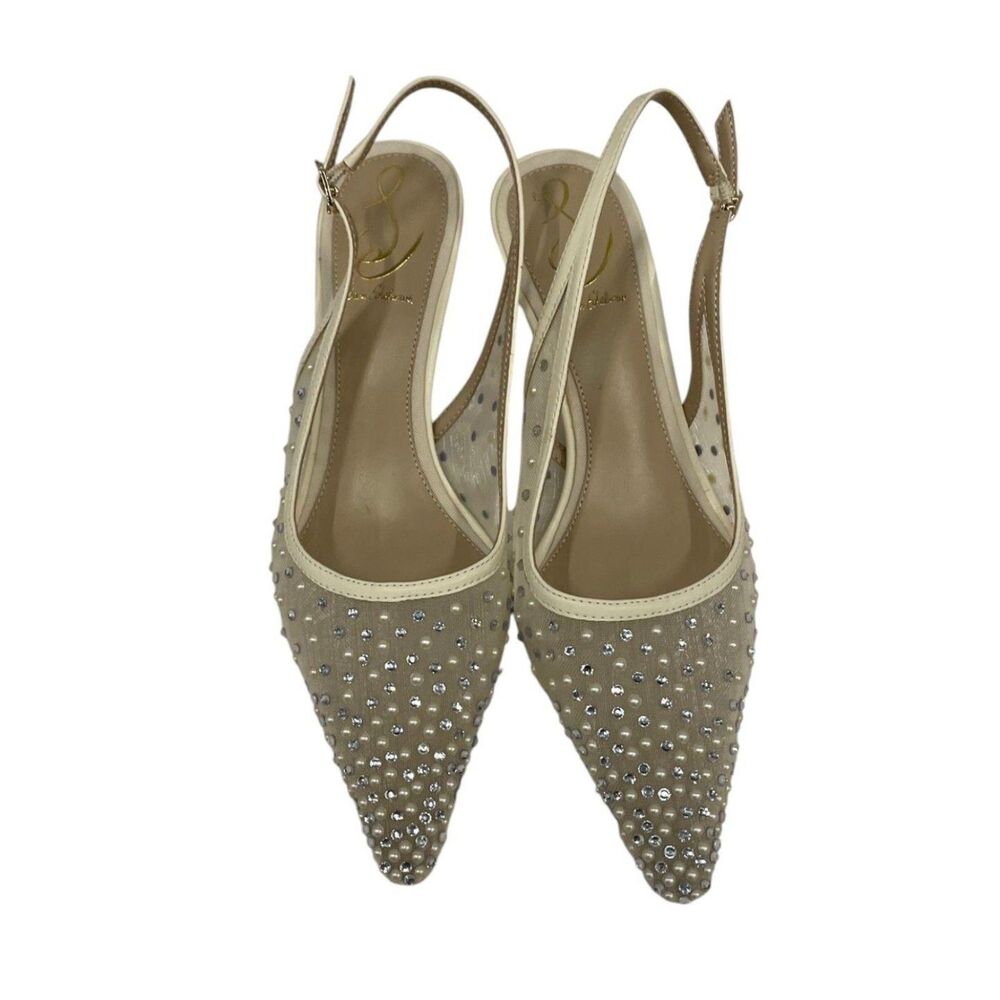 Sam Edelman Bianka Rhinestone & Pearl Slingback Mesh Shoe, Ivory, 7.5M